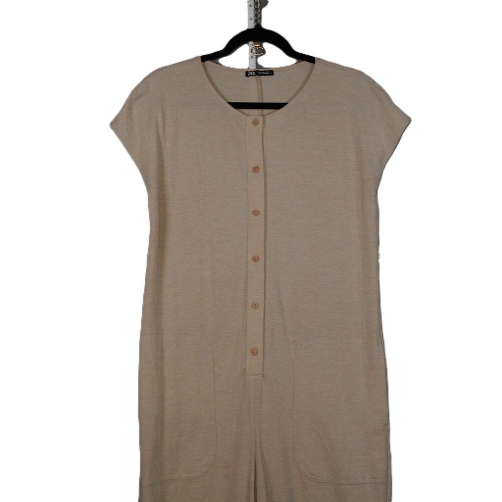 Zara Beige Jumpsuit MED Flowy Relaxed Lagenlook Scandi Minimalist